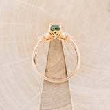 "BLOSSOM" - ROUND CUT MOSS AGATE ENGAGEMENT RING WITH LEAF-SHAPED DIAMOND ACCENTS-21