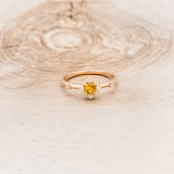 "STARLA" - ROUND CUT CITRINE ENGAGEMENT RING WITH A STARBURST DIAMOND HALO-10