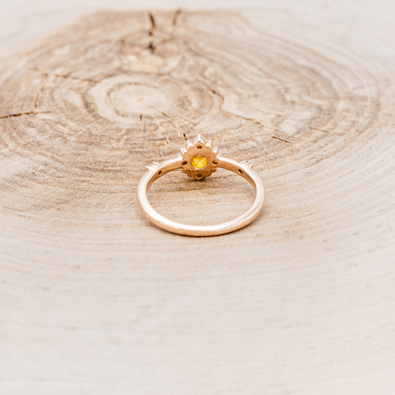 "STARLA" - ROUND CUT CITRINE ENGAGEMENT RING WITH A STARBURST DIAMOND HALO-11