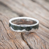 "HELIOS" - CRUSHED MOSS AGATE MOUNTAIN RANGE WEDDING BAND-Staghead Designs