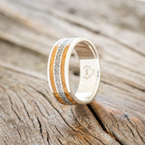 "RYDER" - CELTIC LOVE KNOT ENGRAVED & WHISKEY BARREL OAK WEDDING RING-4