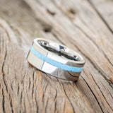 "VERTIGO" - TURQUOISE INLAY WEDDING BAND-5