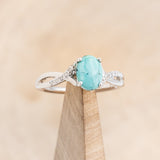 "ROSLYN" - OVAL TURQUOISE ENGAGEMENT RING WITH DIAMOND ACCENTS-1