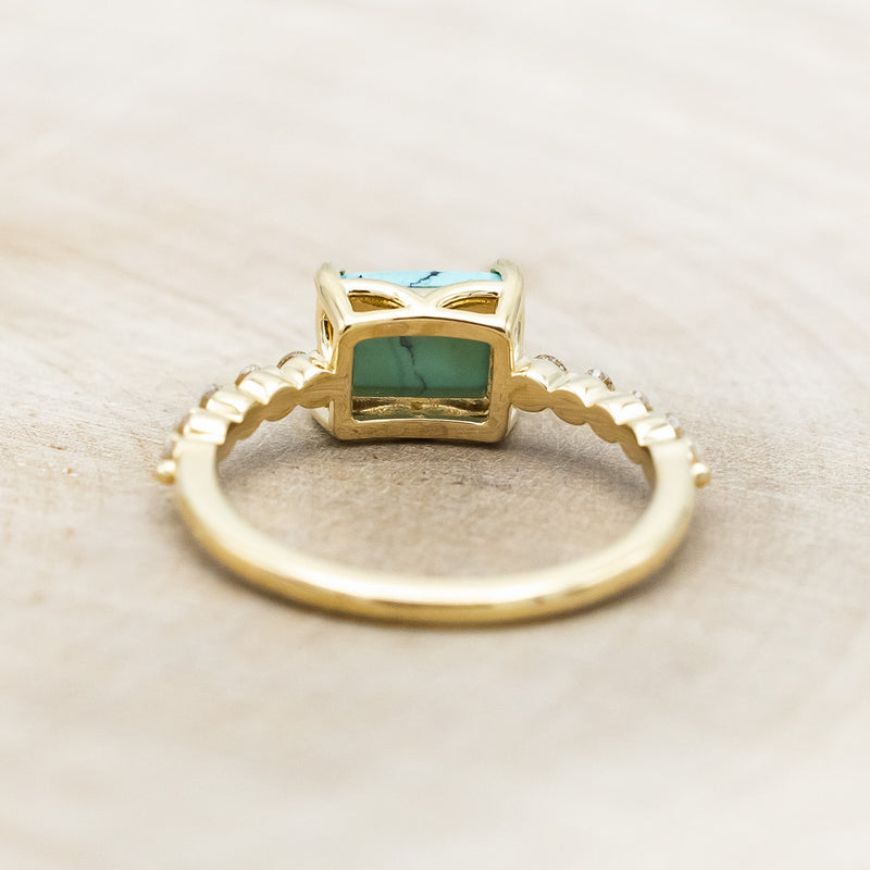 "AZURA" - EMERALD CUT TURQUOISE ENGAGEMENT RING WITH DIAMOND ACCENTS