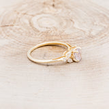 "BLOSSOM" - ROUND CUT LAVENDER QUARTZ ENGAGEMENT RING WITH LEAF SHAPED DIAMOND ACCENTS-8