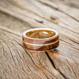 "GOLDEN" - REDWOOD & 14K GOLD INLAY WEDDING BAND-12