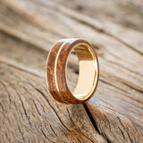 "GOLDEN" - REDWOOD & 14K GOLD INLAY WEDDING BAND-10