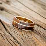 "GOLDEN" - REDWOOD & 14K GOLD INLAY WEDDING BAND-11