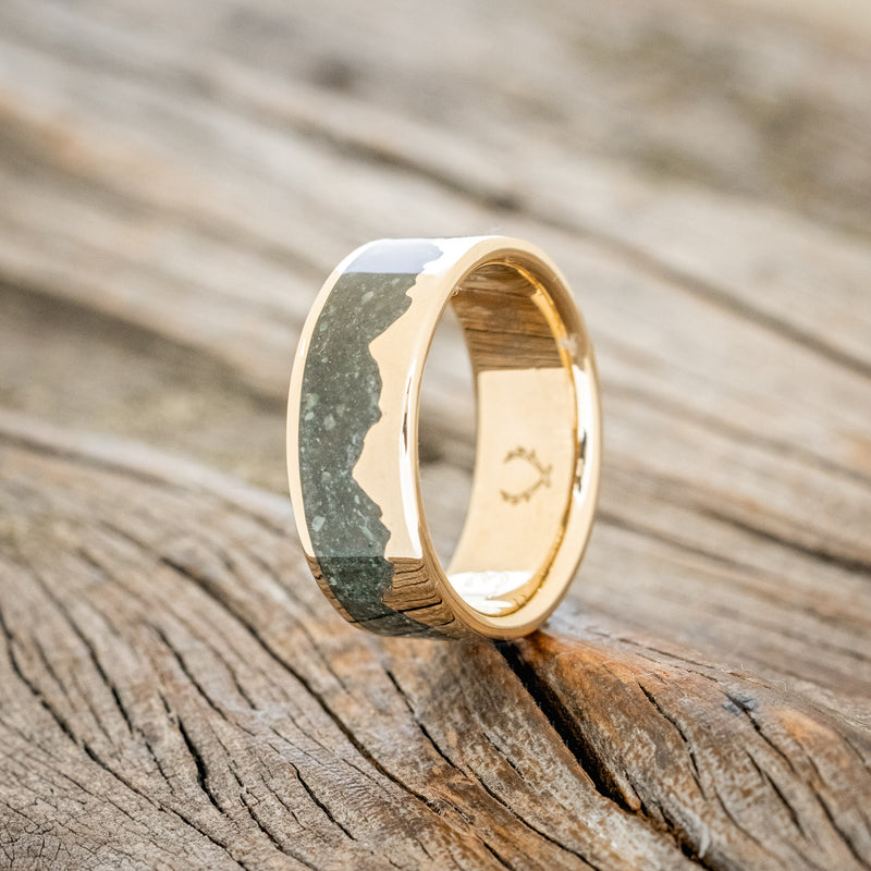 "HELIOS" - CRUSHED MOSS AGATE MOUNTAIN RANGE WEDDING BAND-4