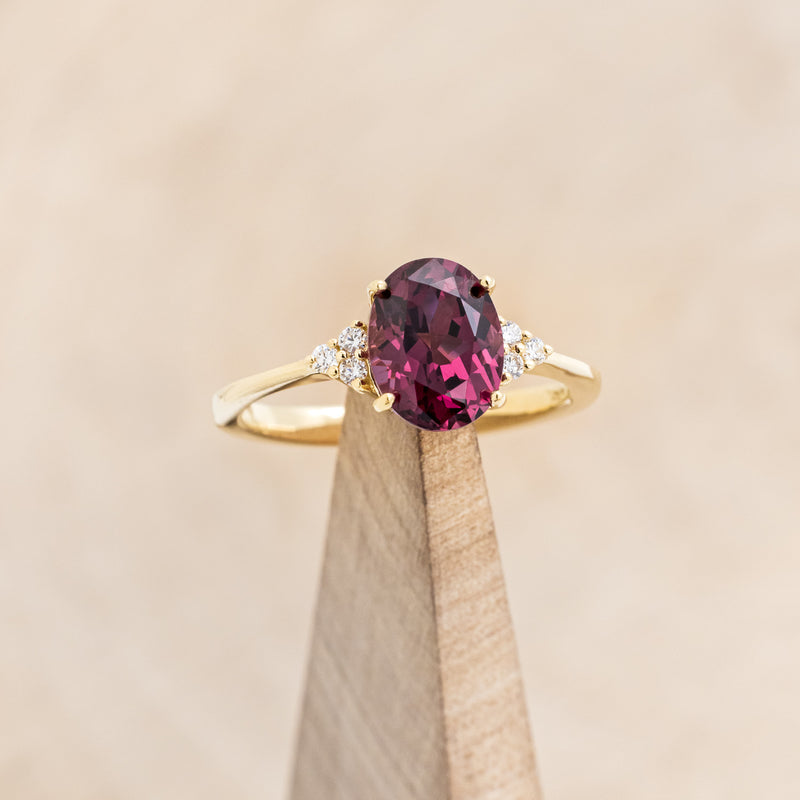 OVAL RHODOLITE GARNET ENGAGEMENT RING WITH DIAMOND ACCENTS-7