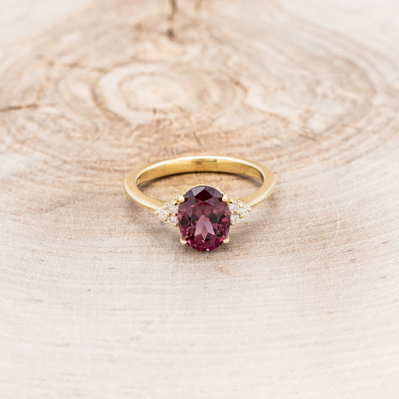 OVAL RHODOLITE GARNET ENGAGEMENT RING WITH DIAMOND ACCENTS-10