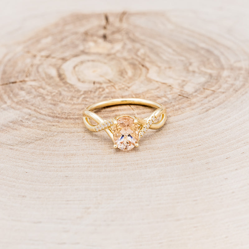 "ROSLYN" - OVAL MORGANITE ENGAGEMENT RING WITH DIAMOND ACCENTS-15