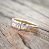 "TANNER" -DIAMOND DUST & 14K GOLD INLAY WEDDING BAND-Staghead Designs