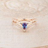 "CICELY" - PEAR SHAPED LAB-GROWN ALEXANDRITE ENGAGEMENT RING WITH DIAMOND ACCENTS-10