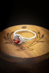 "AURA" - BIRTHSTONE RING WITH A GARNET CENTER STONE & DIAMOND ACCENTS-3