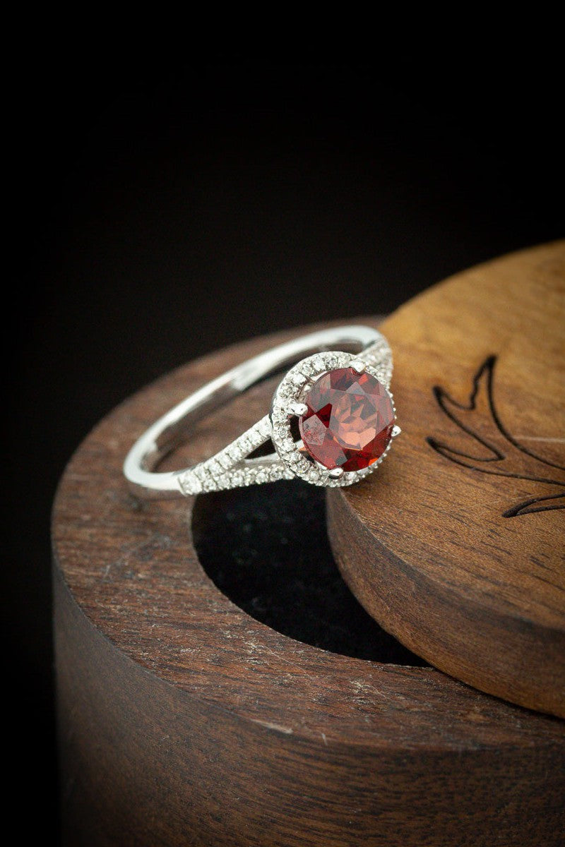 "AURA" - BIRTHSTONE RING WITH A GARNET CENTER STONE & DIAMOND ACCENTS-1