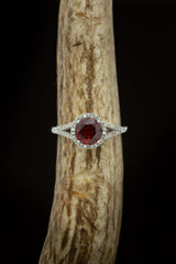 "AURA" - BIRTHSTONE RING WITH A GARNET CENTER STONE & DIAMOND ACCENTS-4