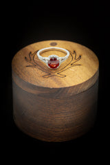 "AURA" - BIRTHSTONE RING WITH A GARNET CENTER STONE & DIAMOND ACCENTS-2