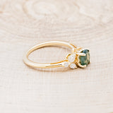 "BLOSSOM" - ROUND CUT MOSS AGATE ENGAGEMENT RING WITH LEAF-SHAPED DIAMOND ACCENTS-8