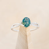 "ROSLYN" - OVAL MOSS AGATE ENGAGEMENT RING WITH DIAMOND ACCENTS-14