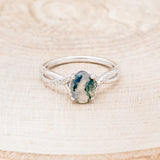 "ROSLYN" - OVAL MOSS AGATE ENGAGEMENT RING WITH DIAMOND ACCENTS-17