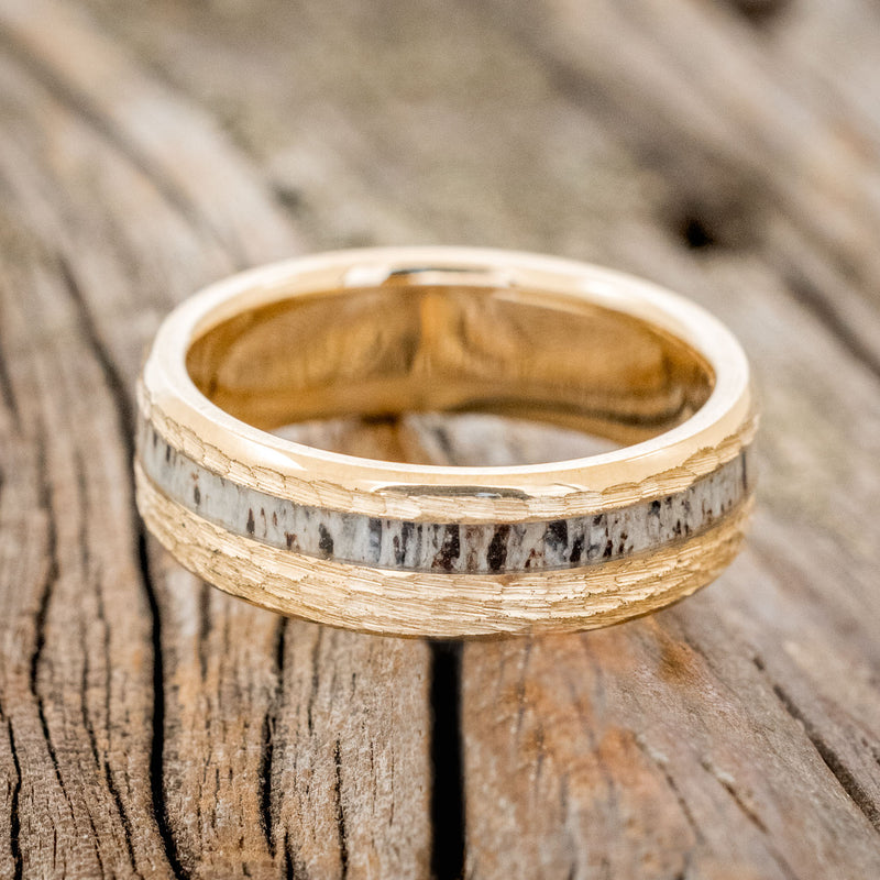 "VERTIGO" - ANTLER WEDDING RING FEATURING A HAMMERED FINISH-8