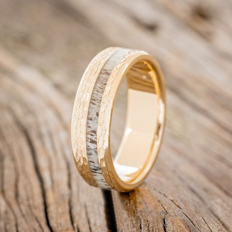 "VERTIGO" - ANTLER WEDDING RING FEATURING A HAMMERED FINISH-7