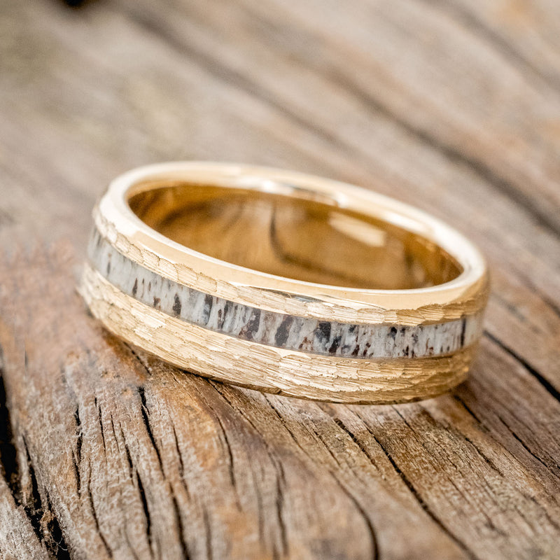 "VERTIGO" - ANTLER WEDDING RING FEATURING A HAMMERED FINISH-9