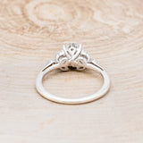 "BLOSSOM" - ROUND CUT MOISSANITE ENGAGEMENT RING WITH LEAF-SHAPED DIAMOND ACCENTS-5