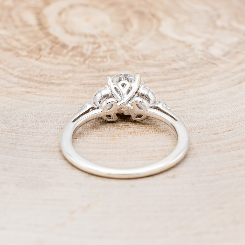 "BLOSSOM" - ROUND CUT MOISSANITE ENGAGEMENT RING WITH LEAF-SHAPED DIAMOND ACCENTS-5