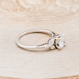 "BLOSSOM" - ROUND CUT MOISSANITE ENGAGEMENT RING WITH LEAF-SHAPED DIAMOND ACCENTS-2