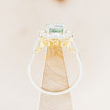 "OPHELIA" - CUSHION CUT LAB-GROWN GREEN SAPPHIRE ENGAGEMENT RING WITH DIAMOND HALO & ACCENTS-12