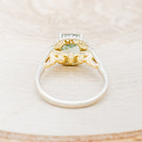 "OPHELIA" - CUSHION CUT LAB-GROWN GREEN SAPPHIRE ENGAGEMENT RING WITH DIAMOND HALO & ACCENTS-11