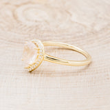 "CLARISS" - PEAR-SHAPED ROSE QUARTZ ENGAGEMENT RING WITH DIAMOND HALO-9