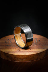 "SEDONA" - WHISKEY BARREL LINED WEDDING RING WITH A BRUSHED FINISH-10