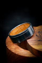 "SEDONA" - WHISKEY BARREL LINED WEDDING RING WITH A BRUSHED FINISH-11