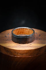 "SEDONA" - WHISKEY BARREL LINED WEDDING RING WITH A BRUSHED FINISH-8