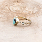 "BIANCA" - BRIDAL SUITE - KITE CUT TURQUOISE ENGAGEMENT RING WITH PEARLS & DIAMOND ACCENTS-20