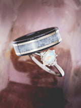 "HOLLIS" - MOONSTONE & 14K GOLD INLAYS WEDDING RING-7