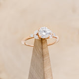 "BLOSSOM" - ROUND CUT MOISSANITE ENGAGEMENT RING WITH LEAF-SHAPED DIAMOND ACCENTS-7