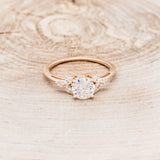 "BLOSSOM" - ROUND CUT MOISSANITE ENGAGEMENT RING WITH LEAF-SHAPED DIAMOND ACCENTS-10