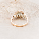 "OPHELIA" - CUSHION CUT LAB-GROWN GREEN SAPPHIRE ENGAGEMENT RING WITH DIAMOND HALO & ACCENTS-5