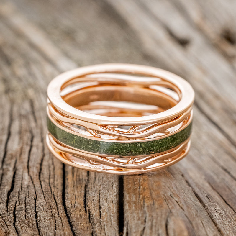 MEN'S "ARTEMIS" - MOSS WEDDING RING FEATURING A 14K GOLD BAND-3