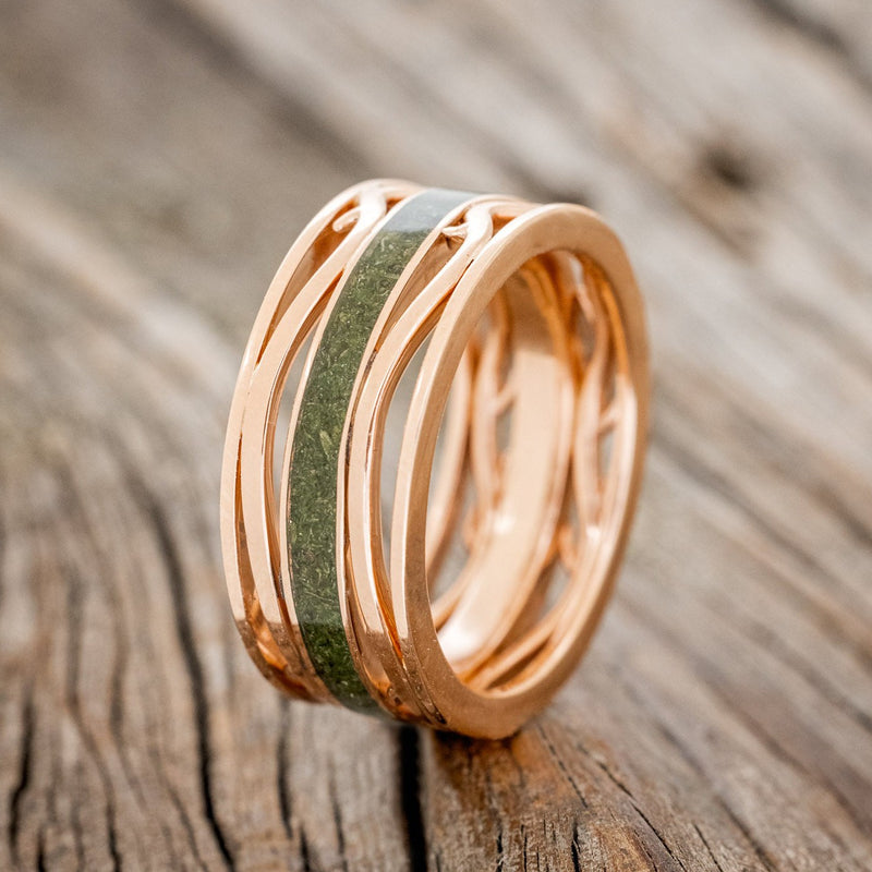 MEN'S "ARTEMIS" - MOSS WEDDING RING FEATURING A 14K GOLD BAND-1