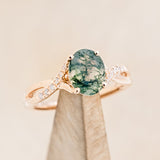 "ROSLYN" - OVAL MOSS AGATE ENGAGEMENT RING WITH DIAMOND ACCENTS-1