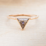 "JENNY FROM THE BLOCK" - TRIANGLE SALT & PEPPER DIAMOND ENGAGEMENT RING WITH V-SHAPED TRACER-7