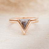 "JENNY FROM THE BLOCK" - TRIANGLE SALT & PEPPER DIAMOND ENGAGEMENT RING WITH V-SHAPED TRACER-2