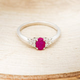 "RHEA" - OVAL LAB-GROWN RUBY ENGAGEMENT RING WITH DIAMOND ACCENTS-4