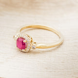 "CYRA" - CUSHION CUT LAB-GROWN RUBY ENGAGEMENT RING WITH DIAMOND HALO & ACCENTS-3