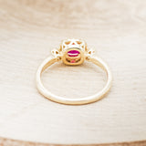 "CYRA" - CUSHION CUT LAB-GROWN RUBY ENGAGEMENT RING WITH DIAMOND HALO & ACCENTS-5